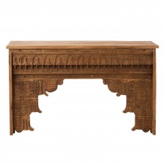 CONSOL MAROCCO NATURAL CARVED MANGO WOOD - CONSOLES, DESKS
